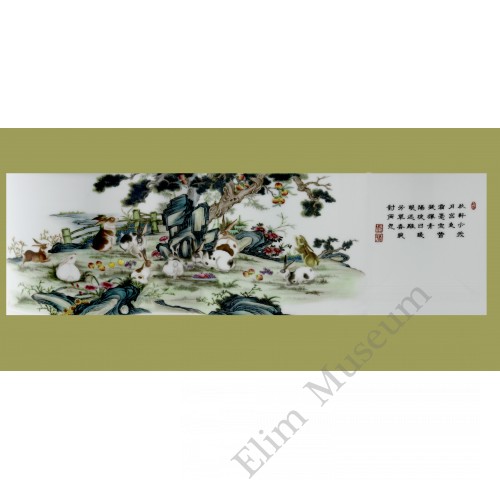 1052  A Yong-Zheng falancai brushpot with “Rabbits” 